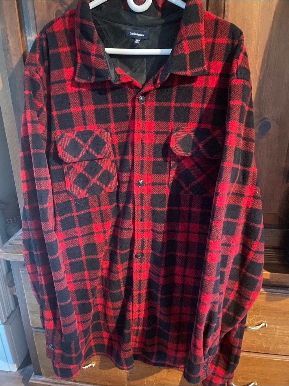 croft & barrow Red and Black Plaid Button-Down Jacket.
